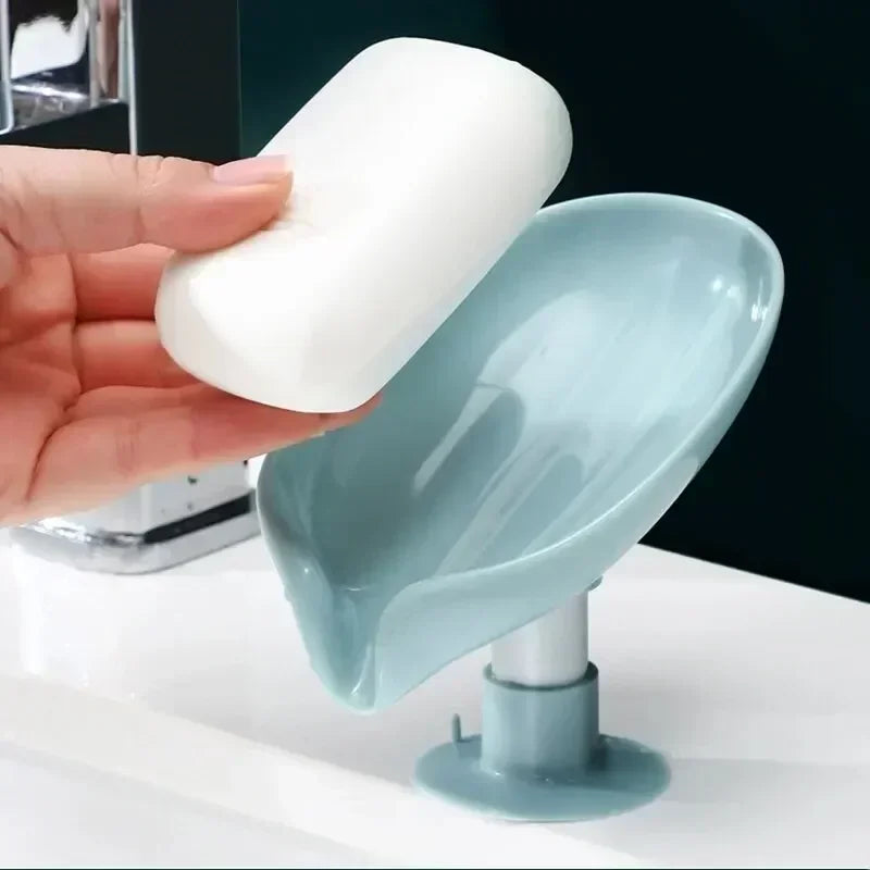 1pcs Drain Soap Holder Leaf Shape Soap Box Suction Cup Tray Drying Rack for Shower Sponge Container Kitchen Bathroom Accessories