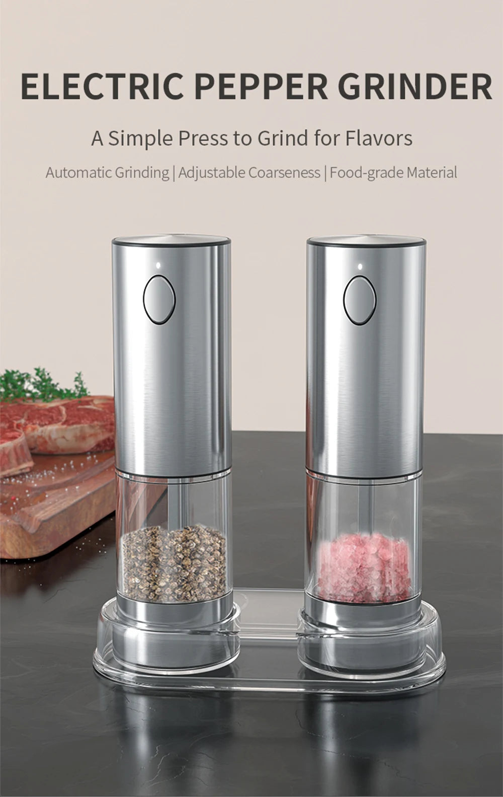 Electric Pepper Grinder Stainless Steel Salt And Pepper