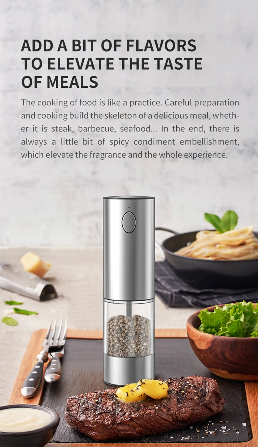 Electric Pepper Grinder Stainless Steel Salt And Pepper