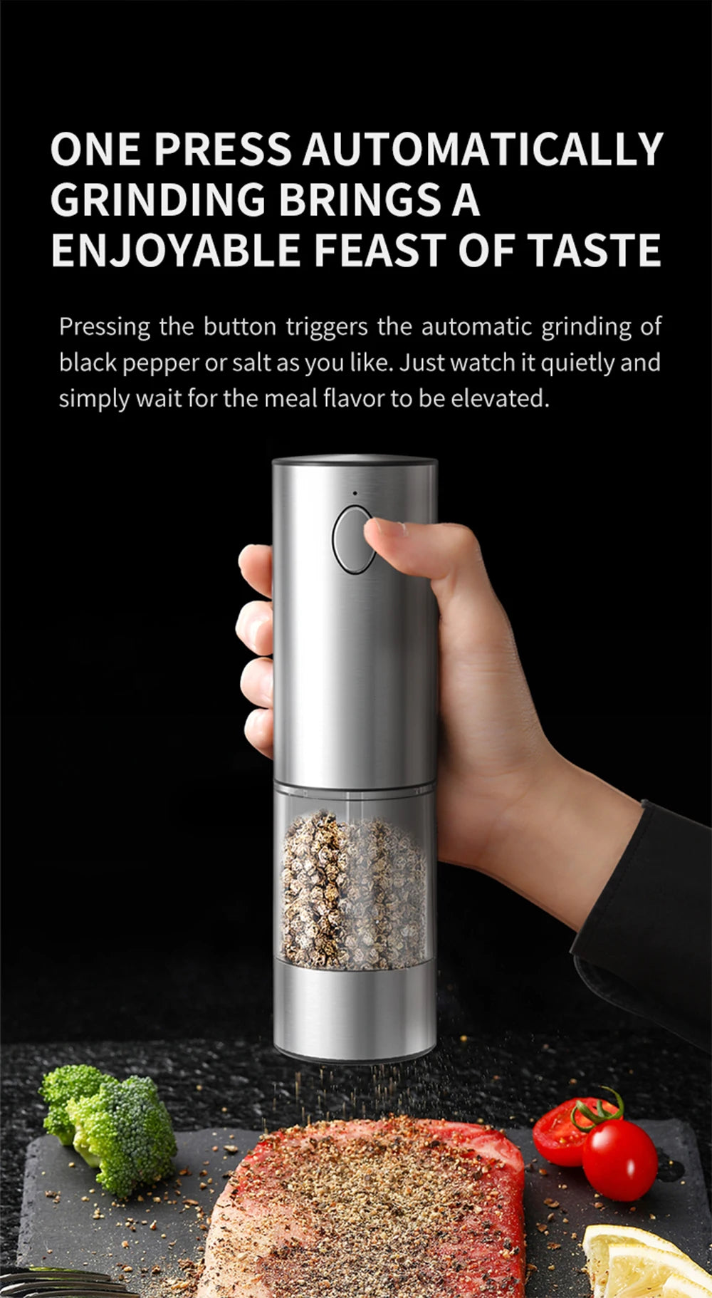 Electric Pepper Grinder Stainless Steel Salt And Pepper